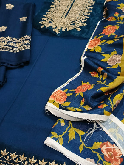 Twilight Bloom – Dhanak 3pc Embroidered Suit