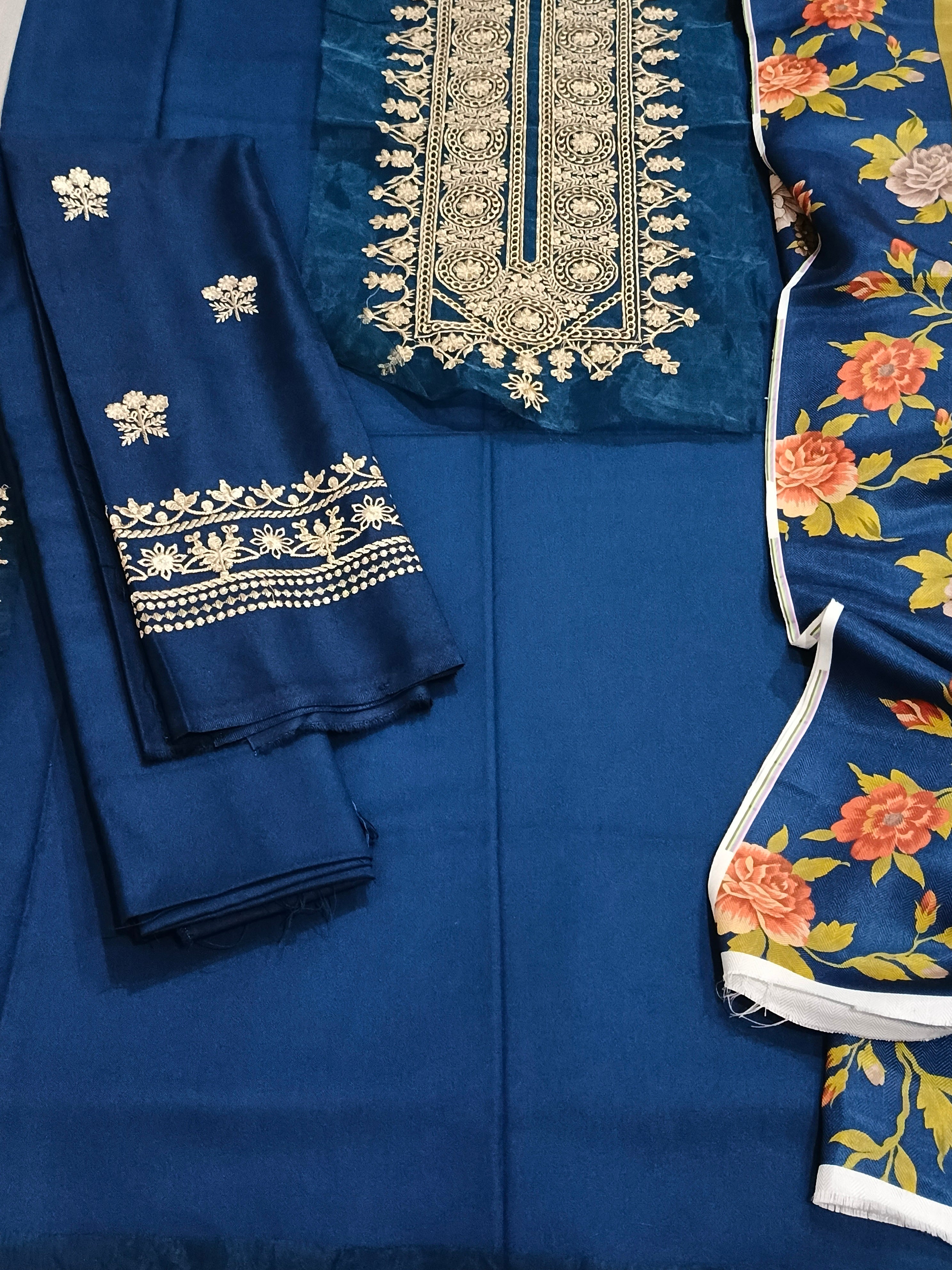 Twilight Bloom – Dhanak 3pc Embroidered Suit