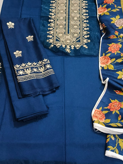 Twilight Bloom – Dhanak 3pc Embroidered Suit