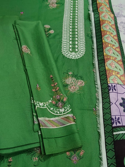 Dhanak Royale – 3pc Embroidered Suit with Wool Shawl