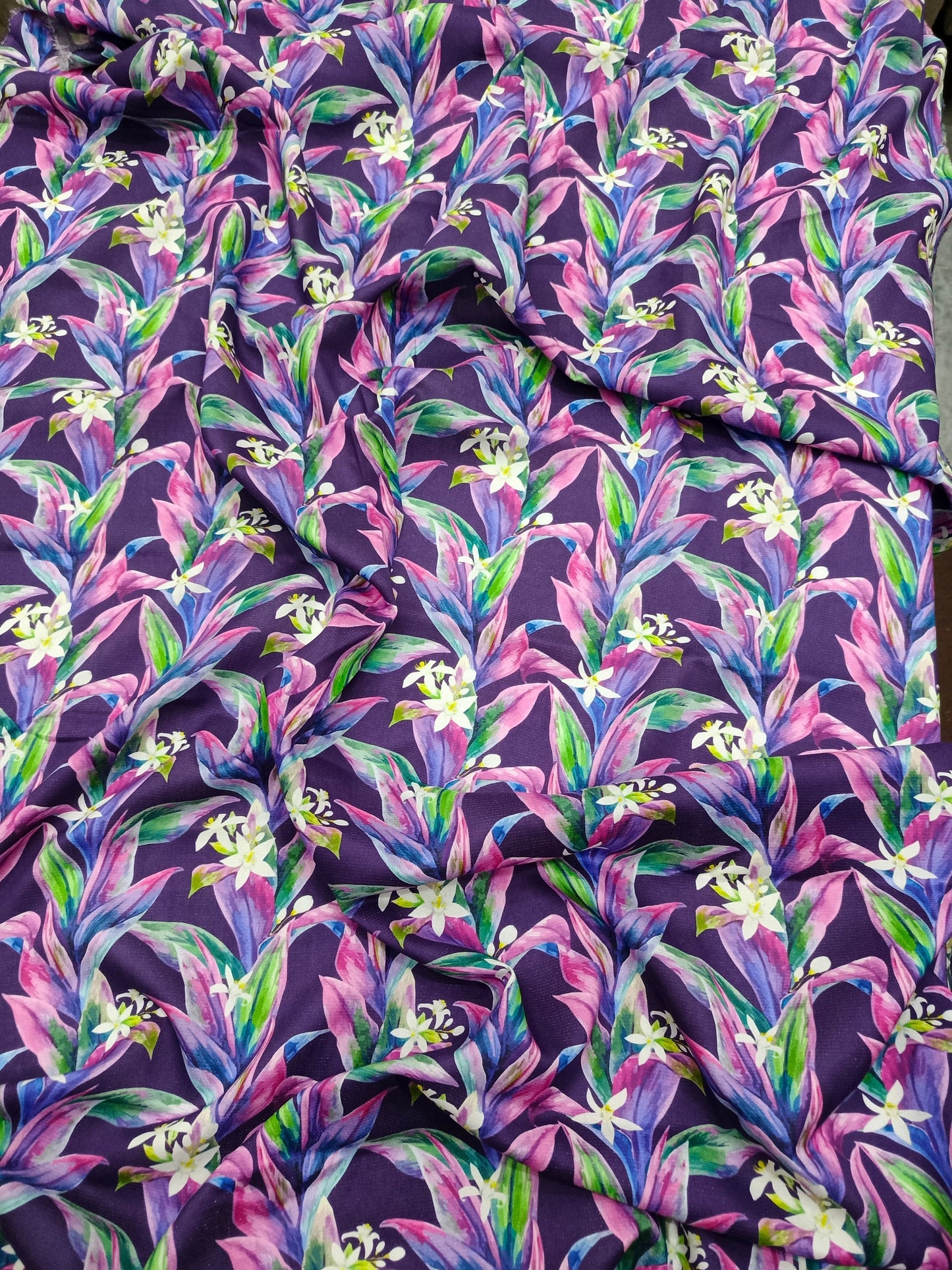 Abstract Floral Printed All-Over Chamki Linen 2-Piece Suit