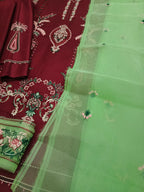 Maroon Dhanak Embroidered 3-Piece Suit with Organza Dupatta