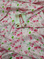 Floral Pink All-Over Printed Chamki Linen 2-Piece Suit