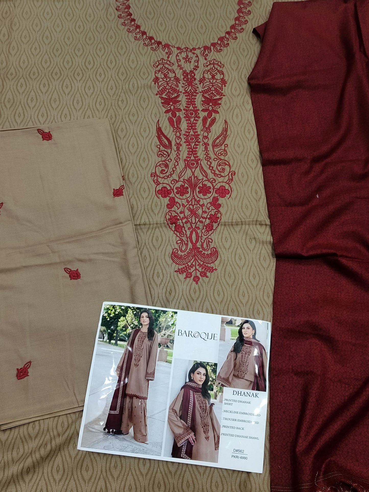 Unstitched - Dhanak 3pc Embroidered Suit