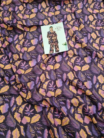 Abstract Leaf All-Over Printed Chamki Linen 2-Piece Suit