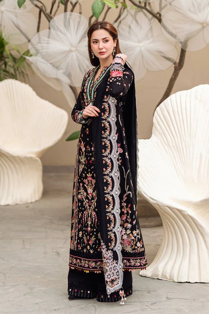 Qalamkar - Heavy Embroidered - Unstitched Lawn 3pc Suit