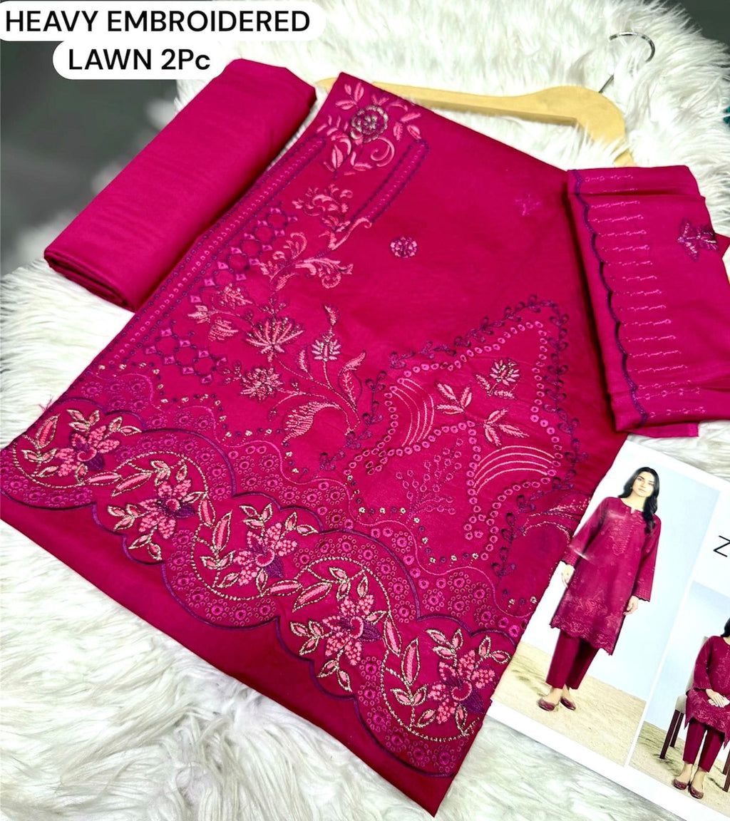 ZARYSH - Unstitched - Lawn 2pc Embroidered Suit
