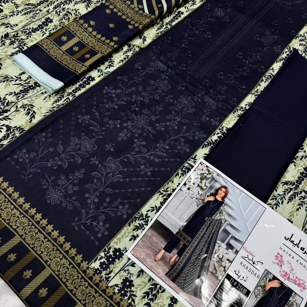 Unstitched - Khaddar 3pc Embroidered Suit