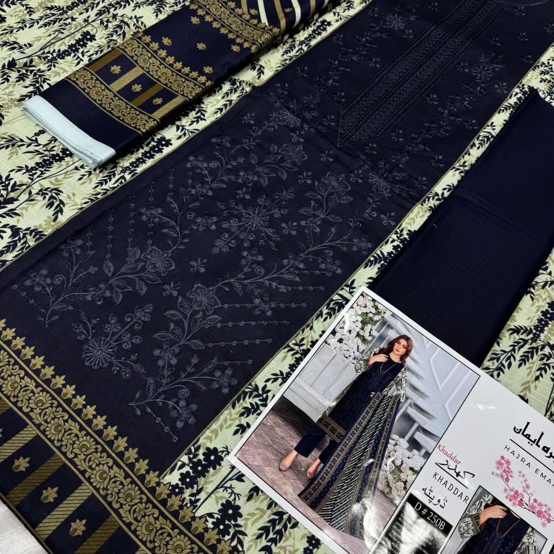 Unstitched - Khaddar 3pc Embroidered Suit