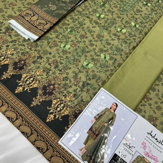 Unstitched - Khaddar 3pc Embroidered Suit