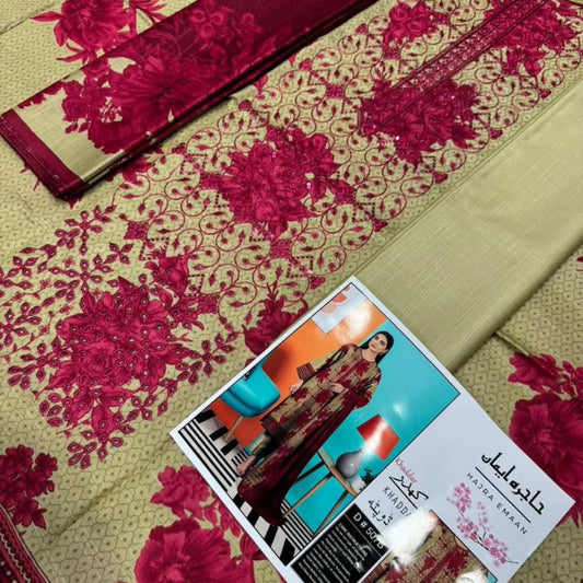 Unstitched - Khaddar 3pc Embroidered Suit