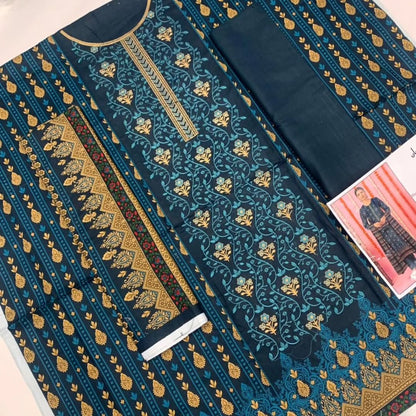 Unstitched - Khaddar 3pc Embroidered Suit