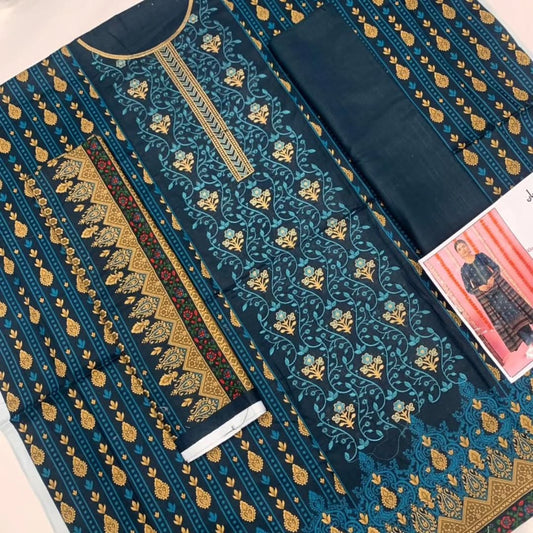 Unstitched - Khaddar 3pc Embroidered Suit