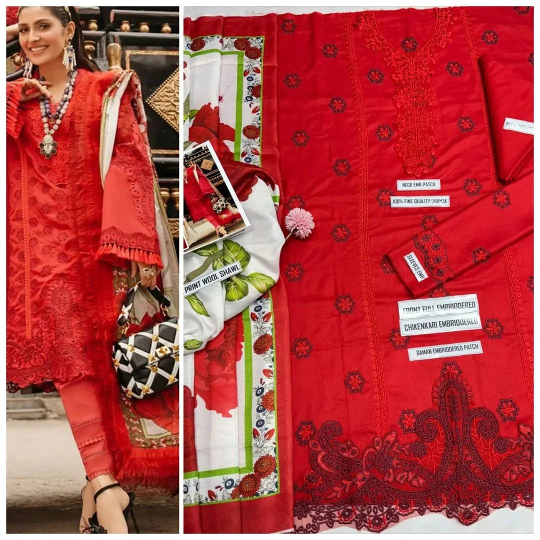 Unstitched - Dhanak 3pc Fully Embroidered Suit