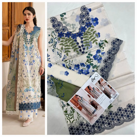 Premium Unstitched - Lawn 3pc Embroidered Suit