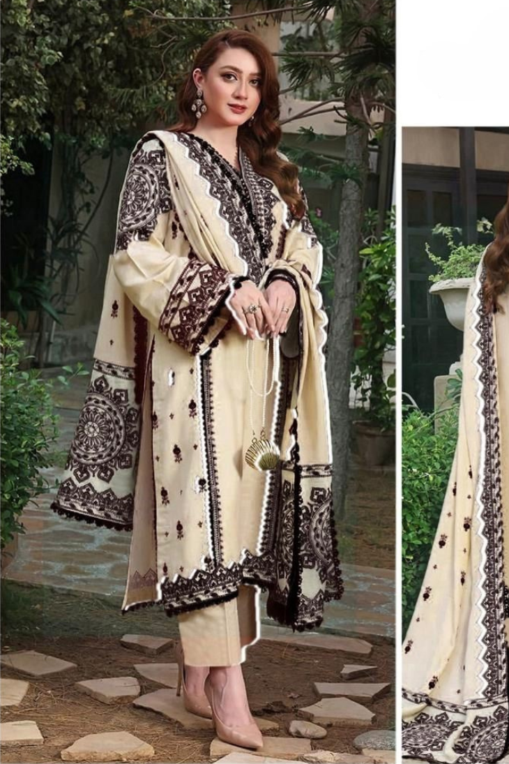 Aneelas Premium Embroidered Unstitched Lawn 3pc Suit