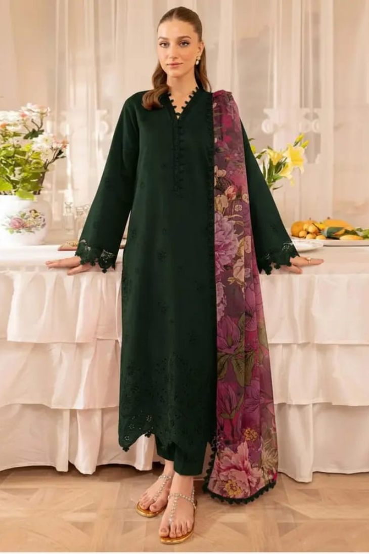 Farasha - Premium Unstitched - Embroidered Lawn 3pc Suit