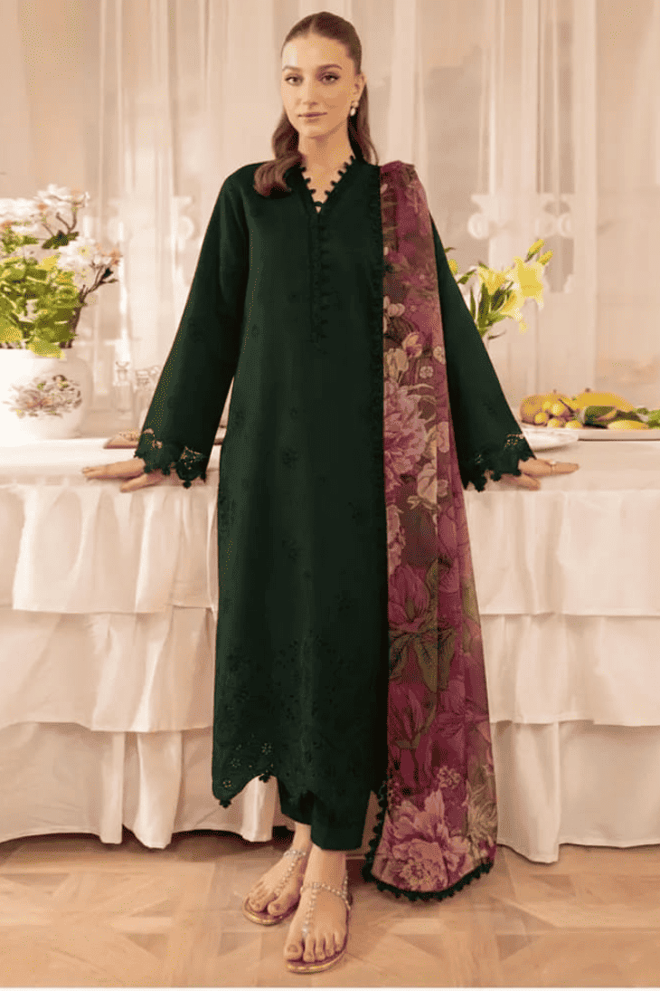 Farasha - Premium Unstitched - Embroidered Lawn 3pc Suit