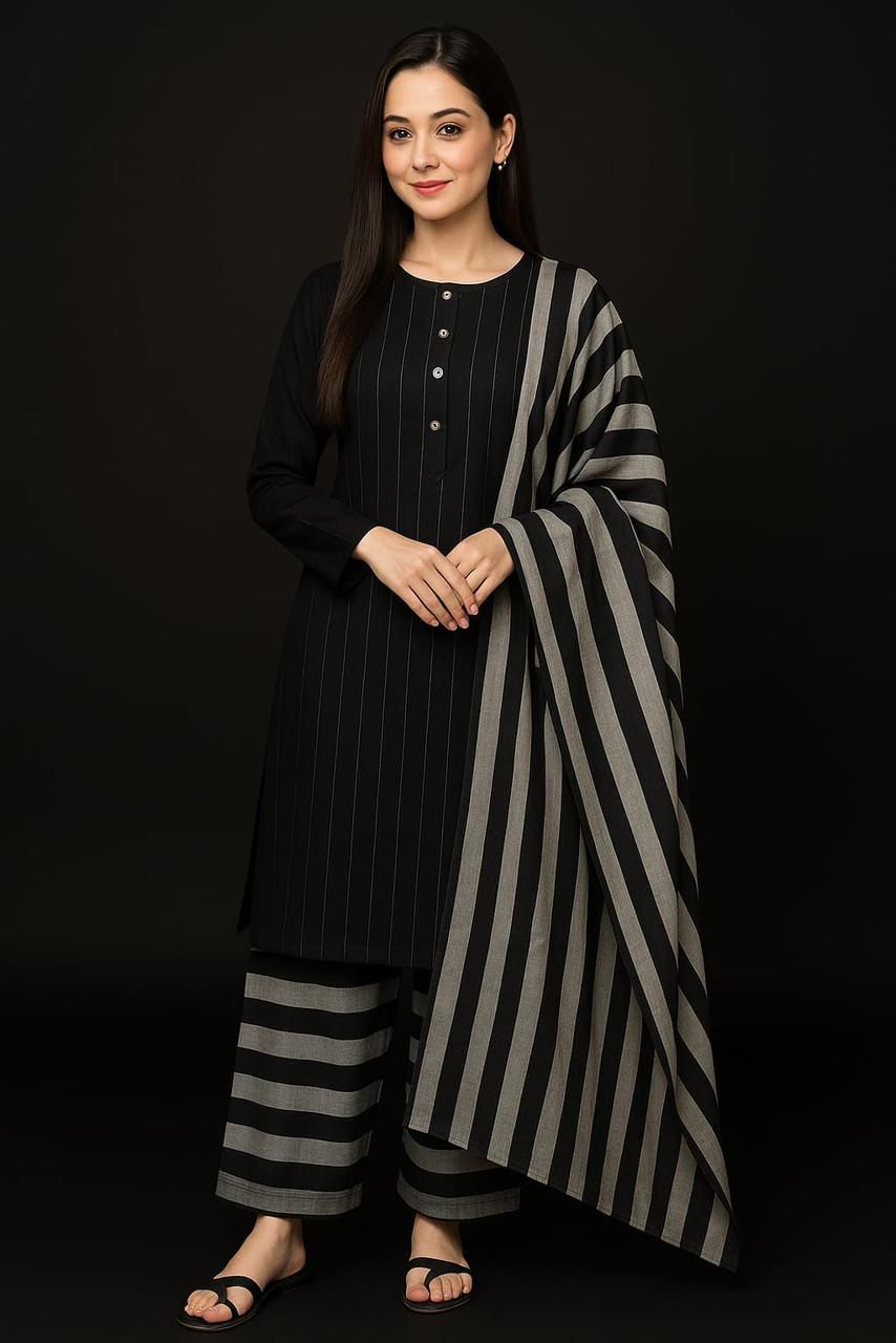 Unstitched Khaddi Cotton 3pc Suit