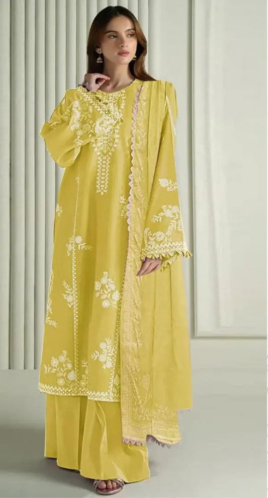 Premium Unstitched - Embroidered Lawn 3pc Suit
