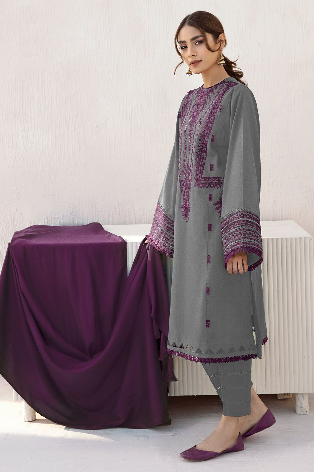 Jazmin - Premium Unstitched - Embroidered Lawn 3pc Suit