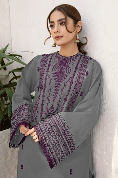 Jazmin - Premium Unstitched - Embroidered Lawn 3pc Suit