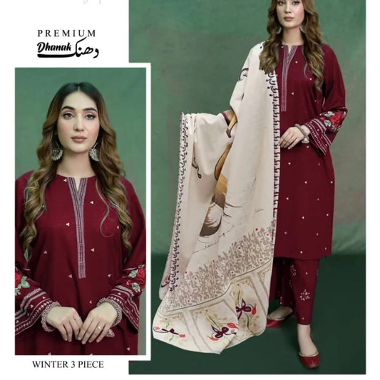 Unstitched - Dhanak 3pc Embroidered Suit