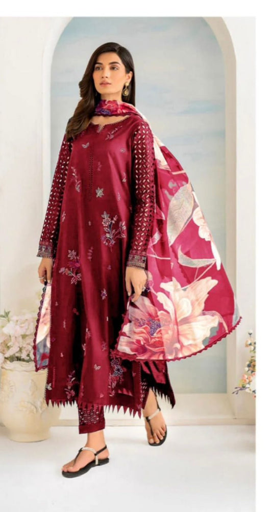 Unstitched - Dhanak 3pc Embroidered Suit