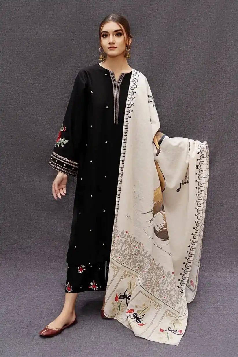 Unstitched - Dhanak 3pc Embroidered Suit