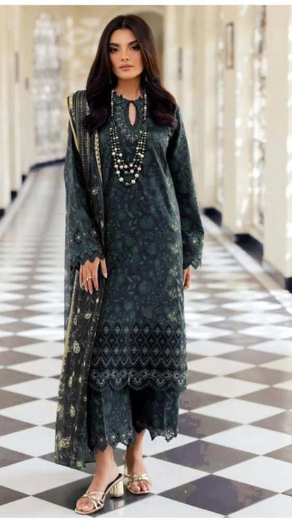 Unstitched - Dhanak 3pc Embroidered Suit