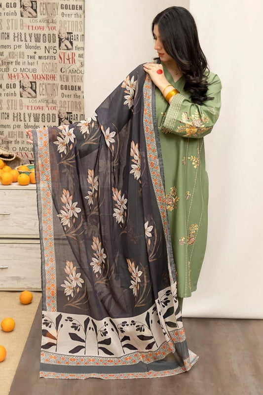Unstitched - Dhanak 3pc Embroidered Suit
