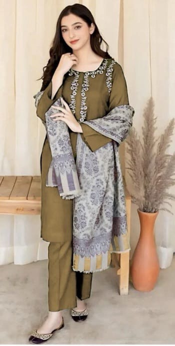 Unstitched - Dhanak 3pc Embroidered Suit