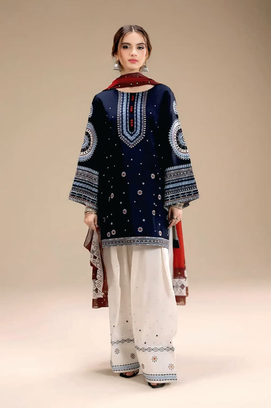 Unstitched - Dhanak 3pc Embroidered Suit