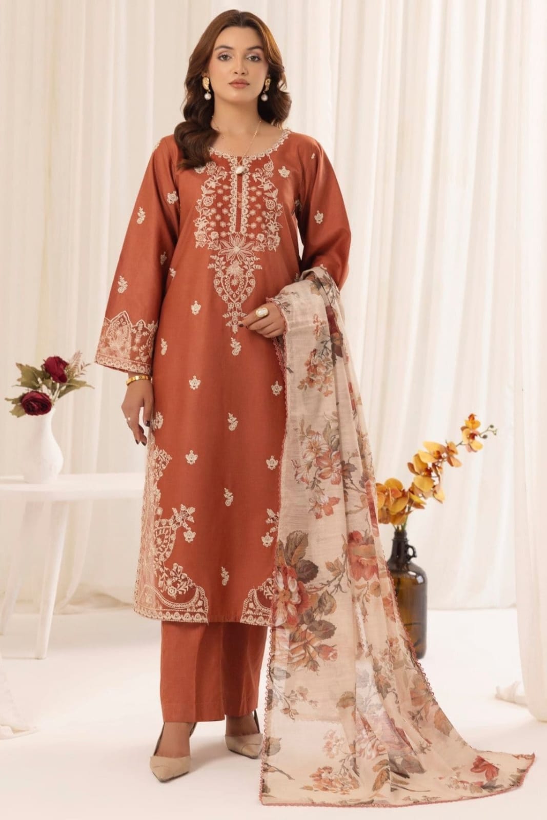 Unstitched - Dhanak 3pc Embroidered Suit