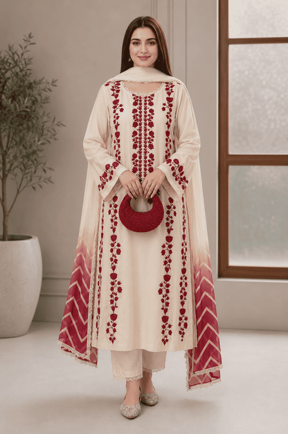 Alizeh - Premium Unstitched - Embroidered Lawn 3pc Suit