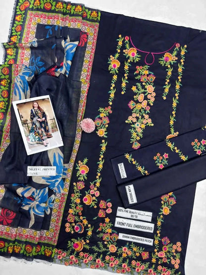 Aneela's - Heavy Embroidered - Unstitched Lawn 3pc Suit