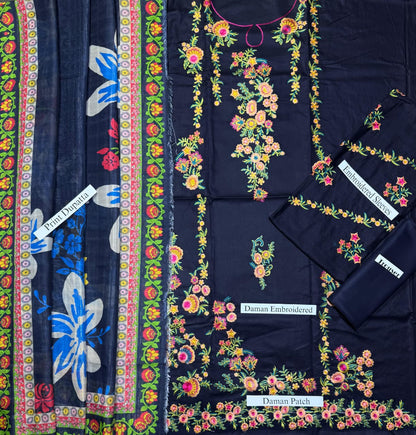 Aneela's - Heavy Embroidered - Unstitched Lawn 3pc Suit