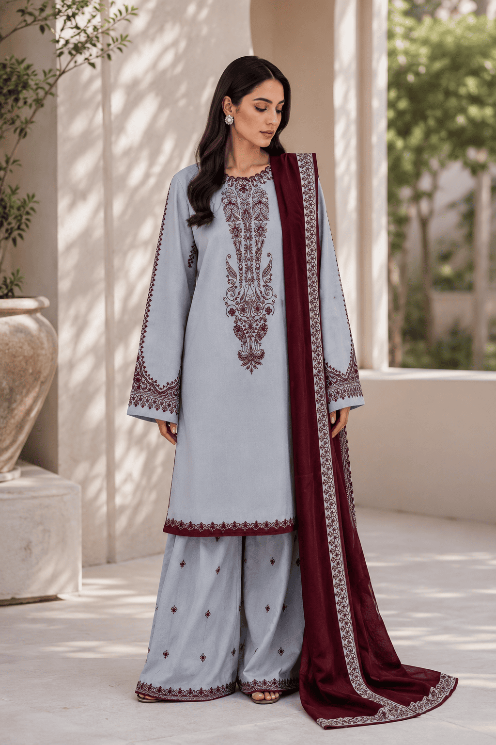 Baroque - Premium Unstitched - Embroidered Lawn 3pc Suit
