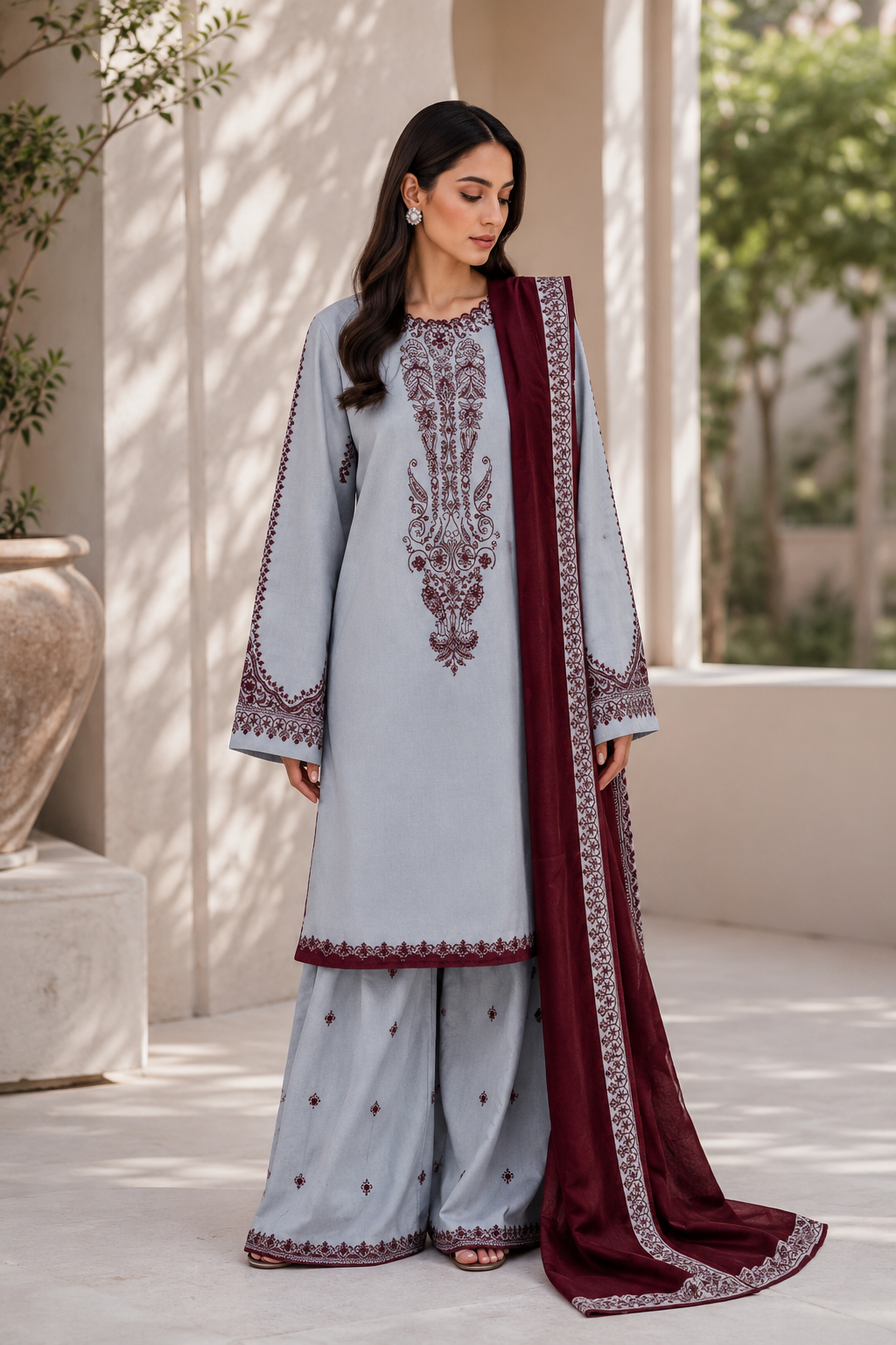 Baroque - Premium Unstitched - Embroidered Lawn 3pc Suit
