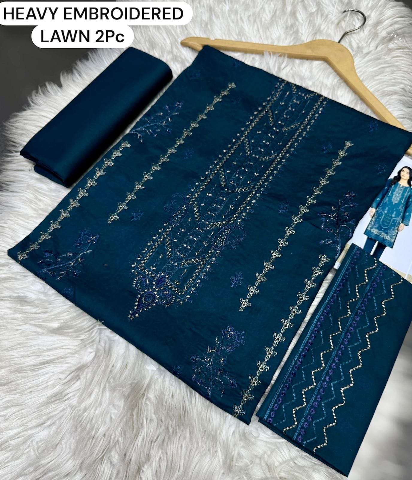 ZARYSH - Unstitched - Lawn 2pc Embroidered Suit