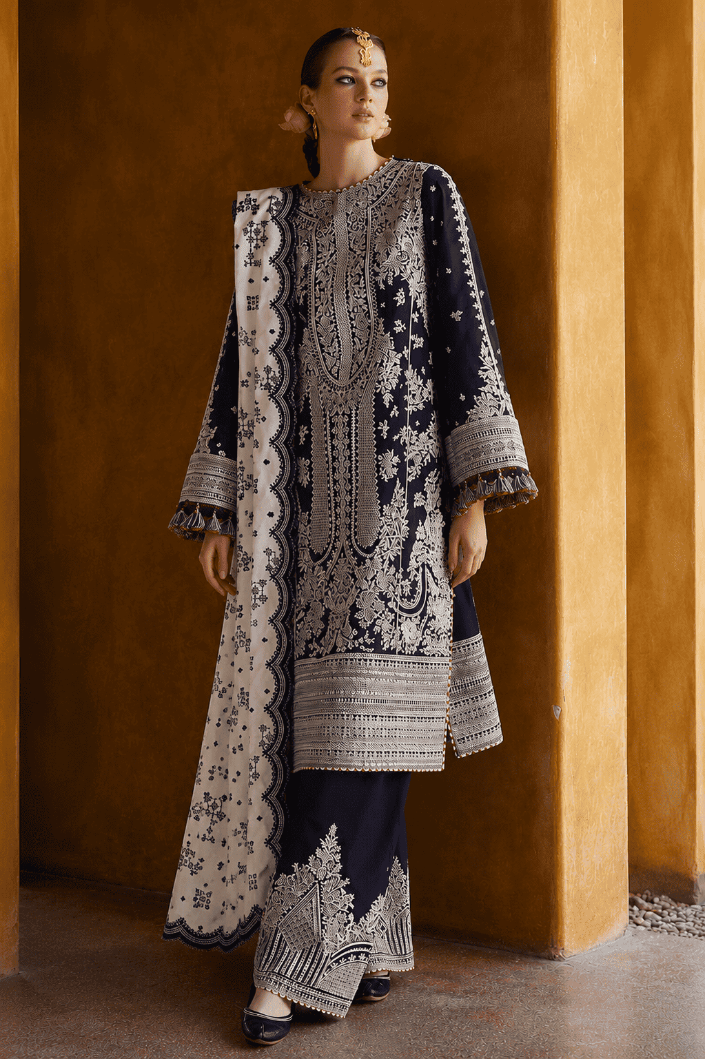 Hussain Rehar - Premium Unstitched - Embroidered Lawn 3pc Suit