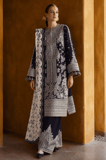 Hussain Rehar - Premium Unstitched - Embroidered Lawn 3pc Suit