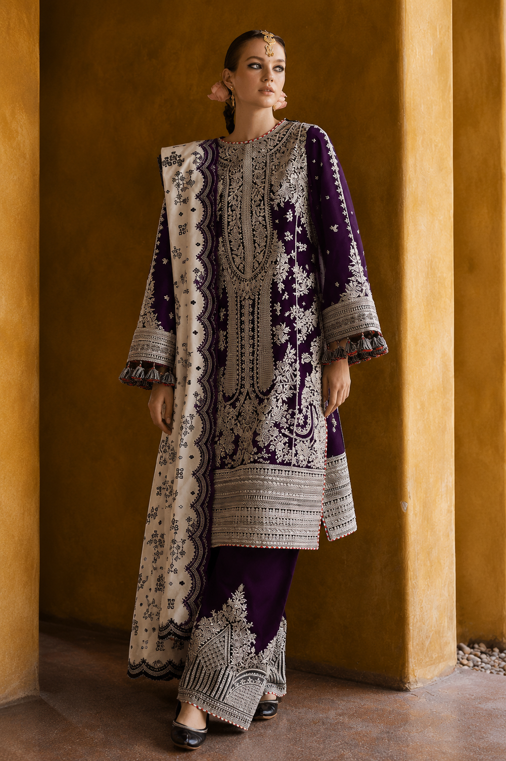 Hussain Rehar - Premium Unstitched - Embroidered Lawn 3pc Suit