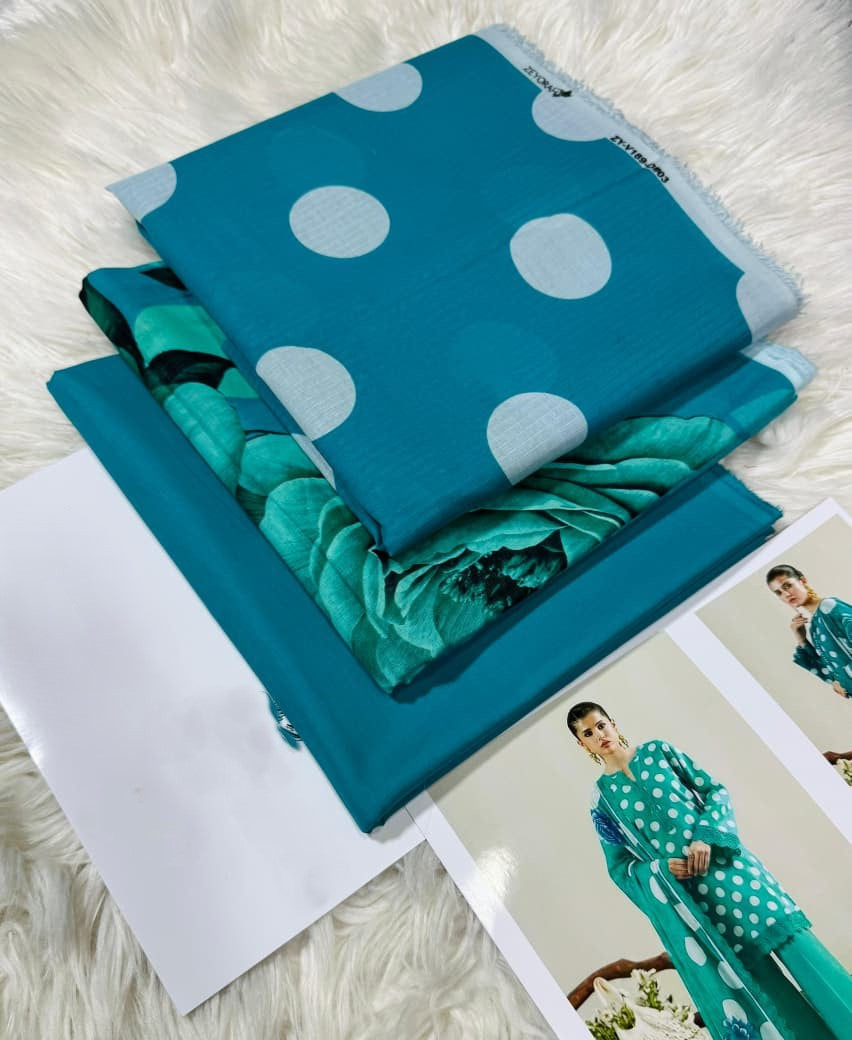 ZEYORAH - Unstitched - Lawn 3pc Printed Suit