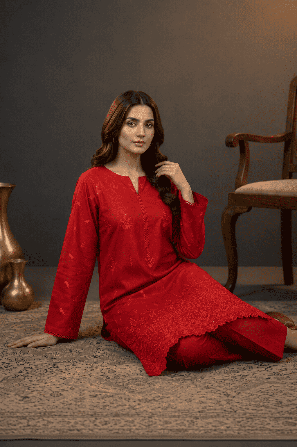 ZARYSH - Unstitched - Lawn 2pc Embroidered Suit