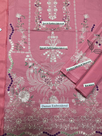 Aneelas - Heavy Embroidered - Unstitched Lawn 3pc Suit
