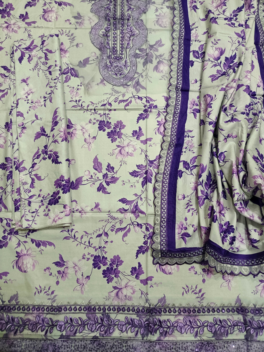 Unstitched - Linen 3pc Printed Suit
