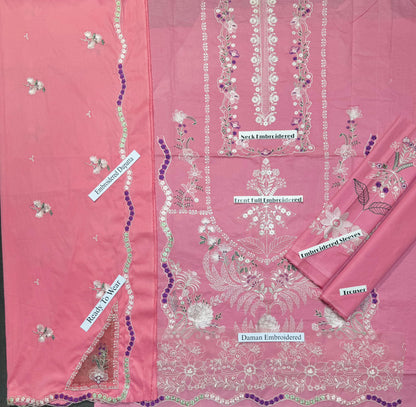 Aneelas - Heavy Embroidered - Unstitched Lawn 3pc Suit