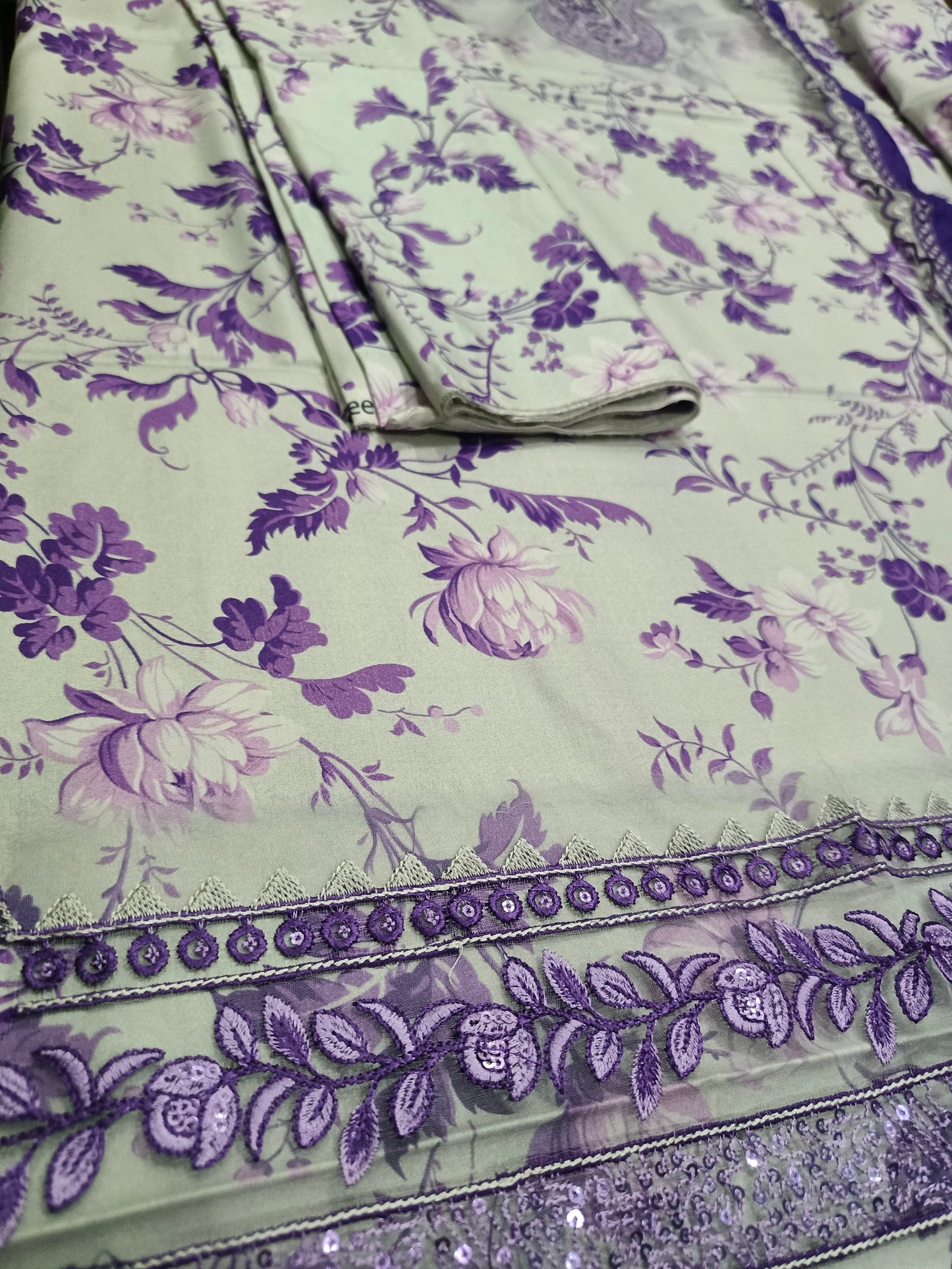 Unstitched - Linen 3pc Printed Suit