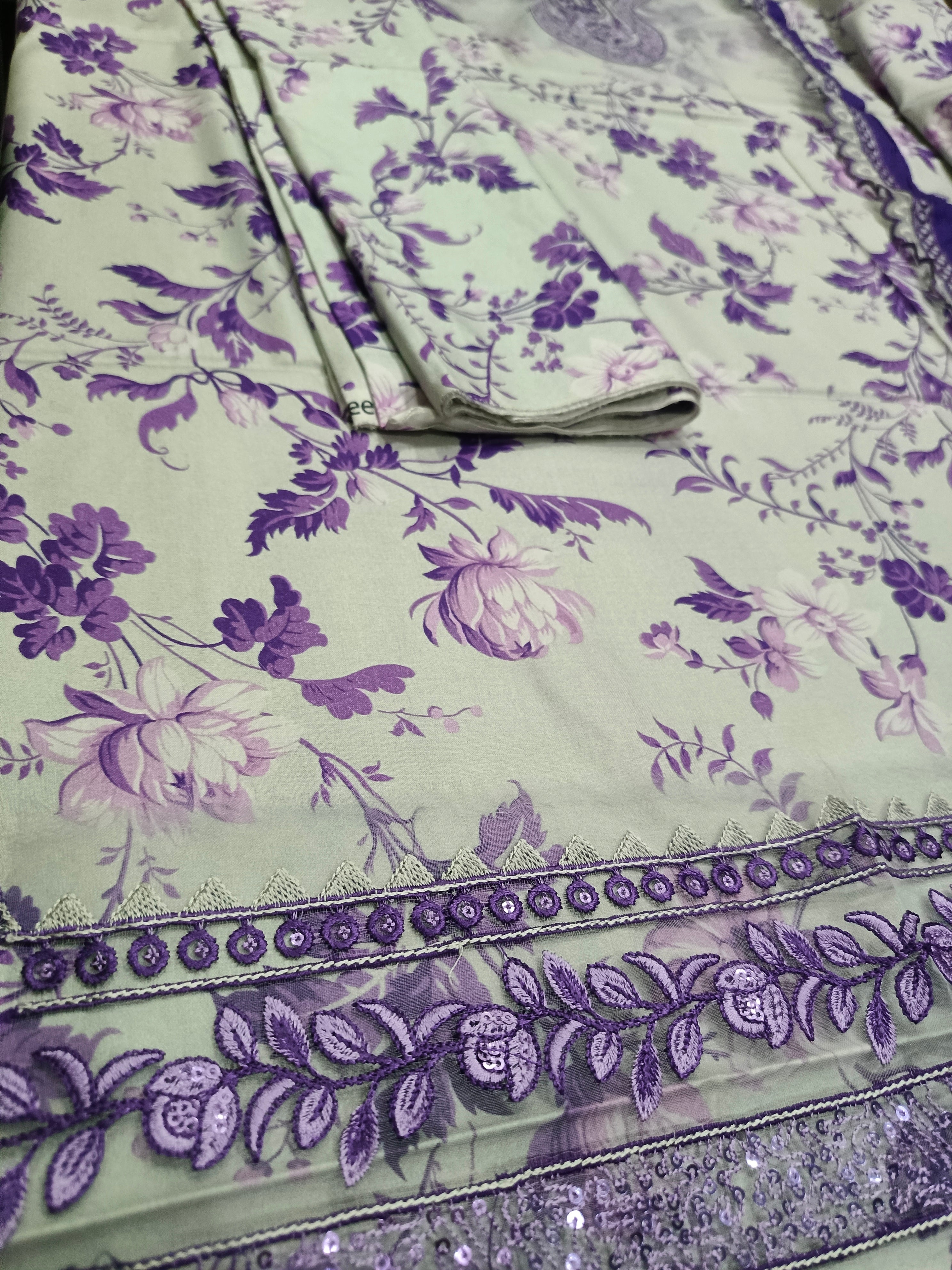 Unstitched - Linen 3pc Printed Suit